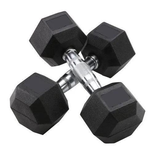Haltères hexagonales en caoutchouc (1 paire) de 10kgs